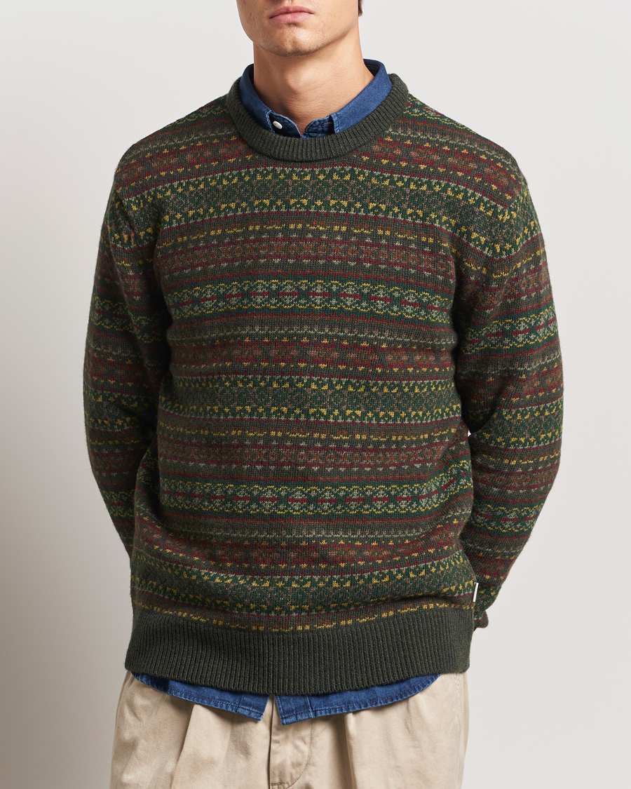 Herre | Gensere | GANT | Wool Fairisle Crew Neck Sweater Deepest Green