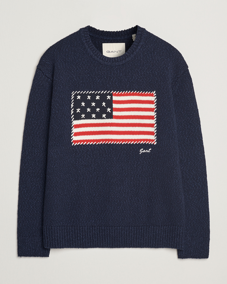 Herre | Gensere | GANT | Knitted Flag Sweater Evening Blue