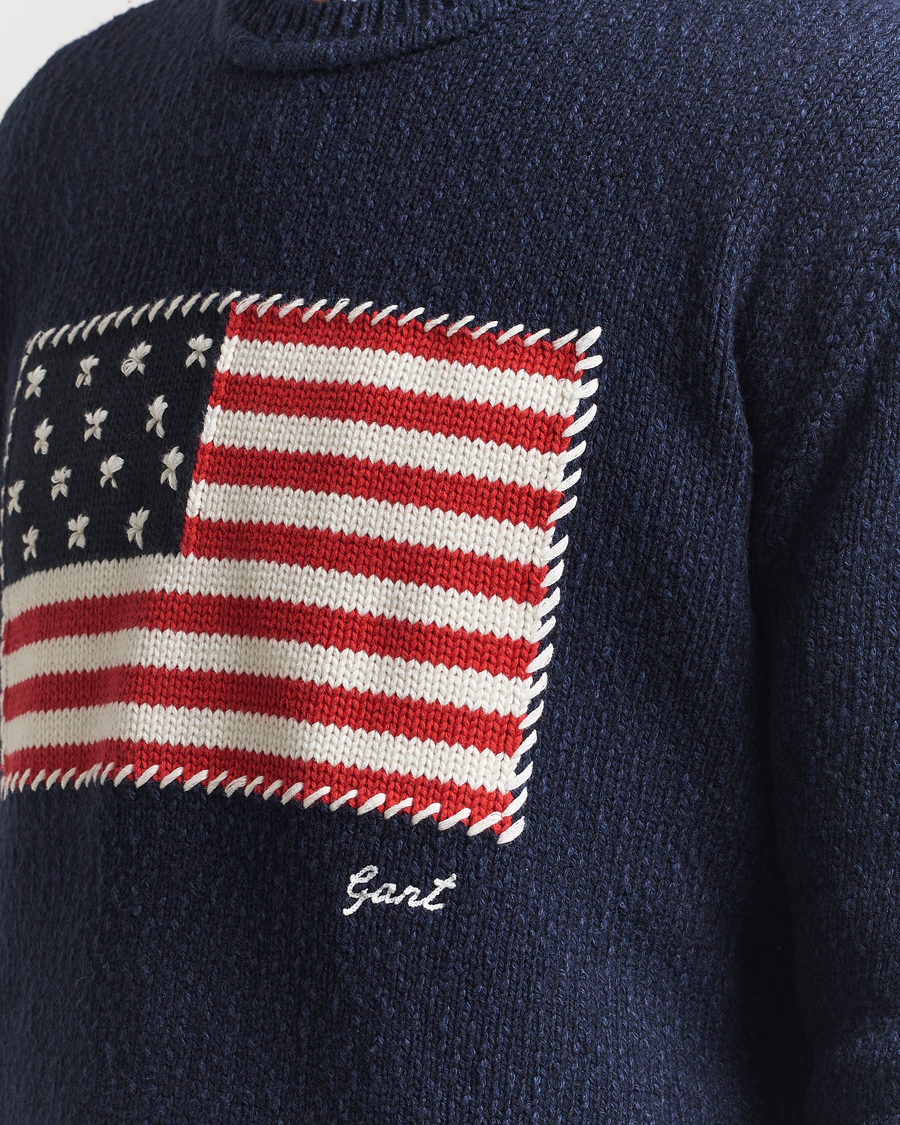 Herre | Gensere | GANT | Knitted Flag Sweater Evening Blue