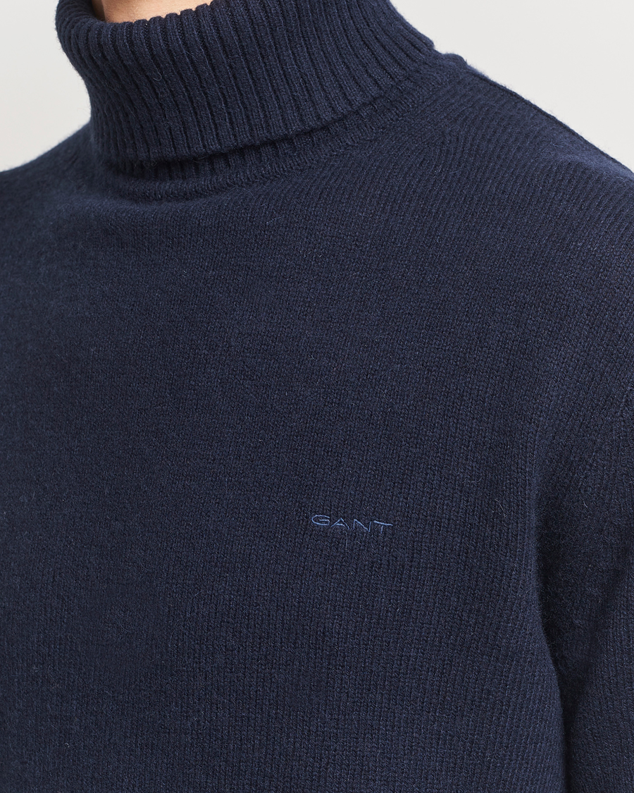 Herre | Gensere | GANT | Knitted Wool Turtleneck Evening Blue