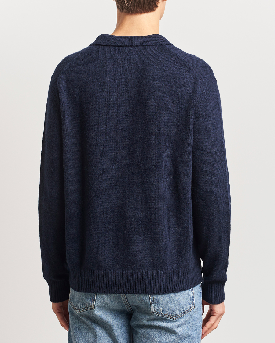 Herre | Gensere | GANT | Knitted Wool Polo Evening Blue