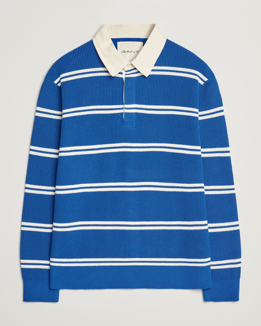 Herre | Gensere | GANT | Ribbed Cotton Striped Rugger Lapis Blue