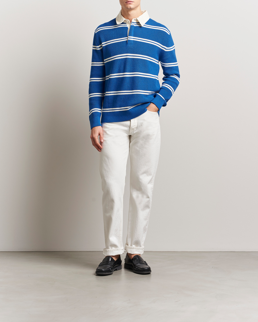 Herre | Gensere | GANT | Ribbed Cotton Striped Rugger Lapis Blue