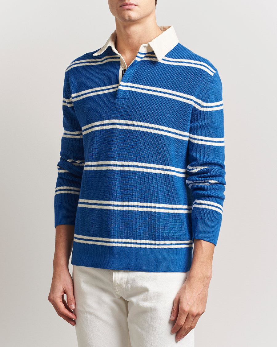 Herre | Gensere | GANT | Ribbed Cotton Striped Rugger Lapis Blue