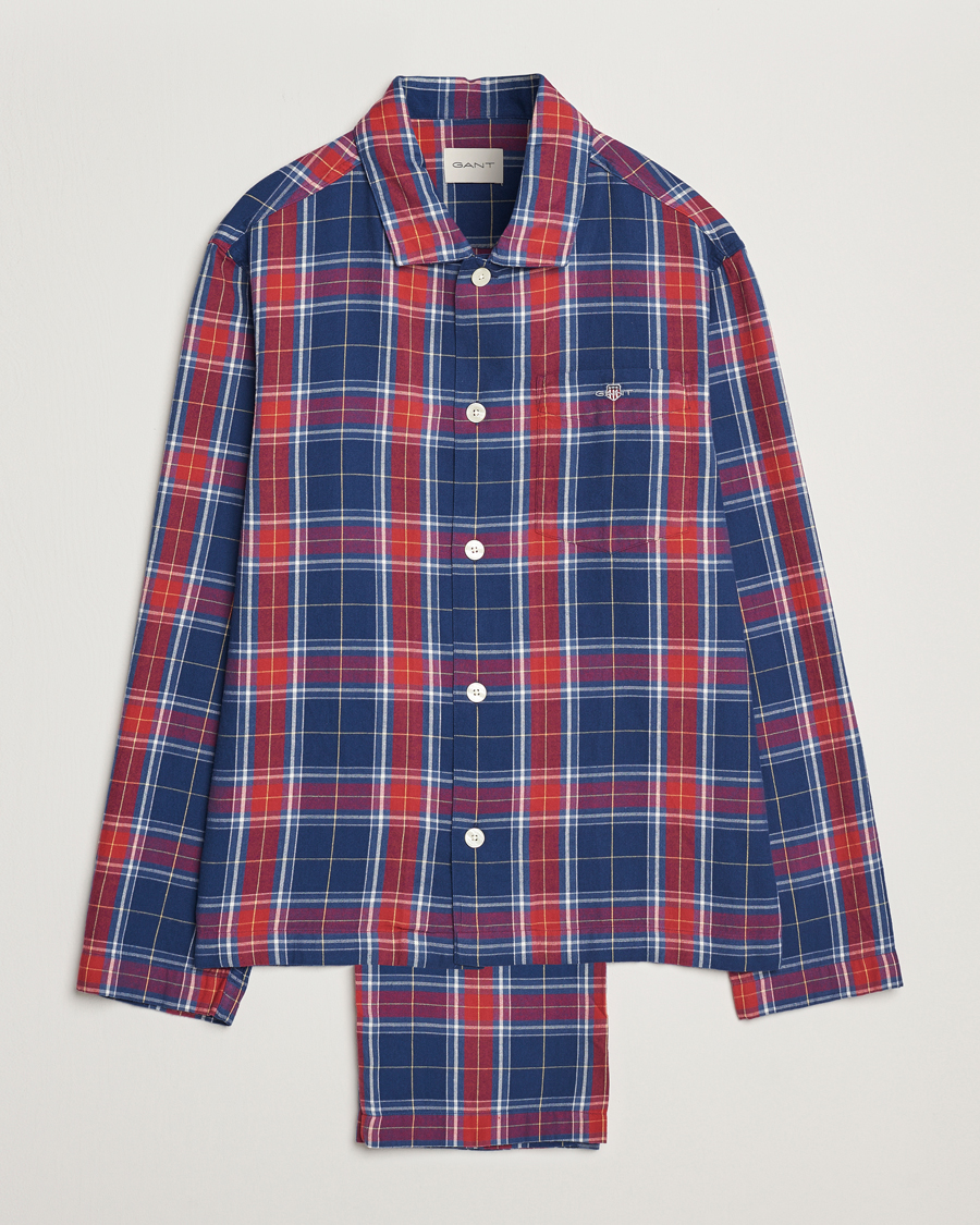 Herre | Pyjamaser og badekåper | GANT | Checked Flannel Pyjama Set Persian Blue