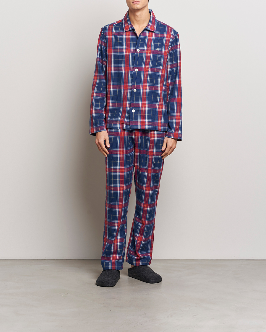 Herre | Pyjamaser og badekåper | GANT | Checked Flannel Pyjama Set Persian Blue