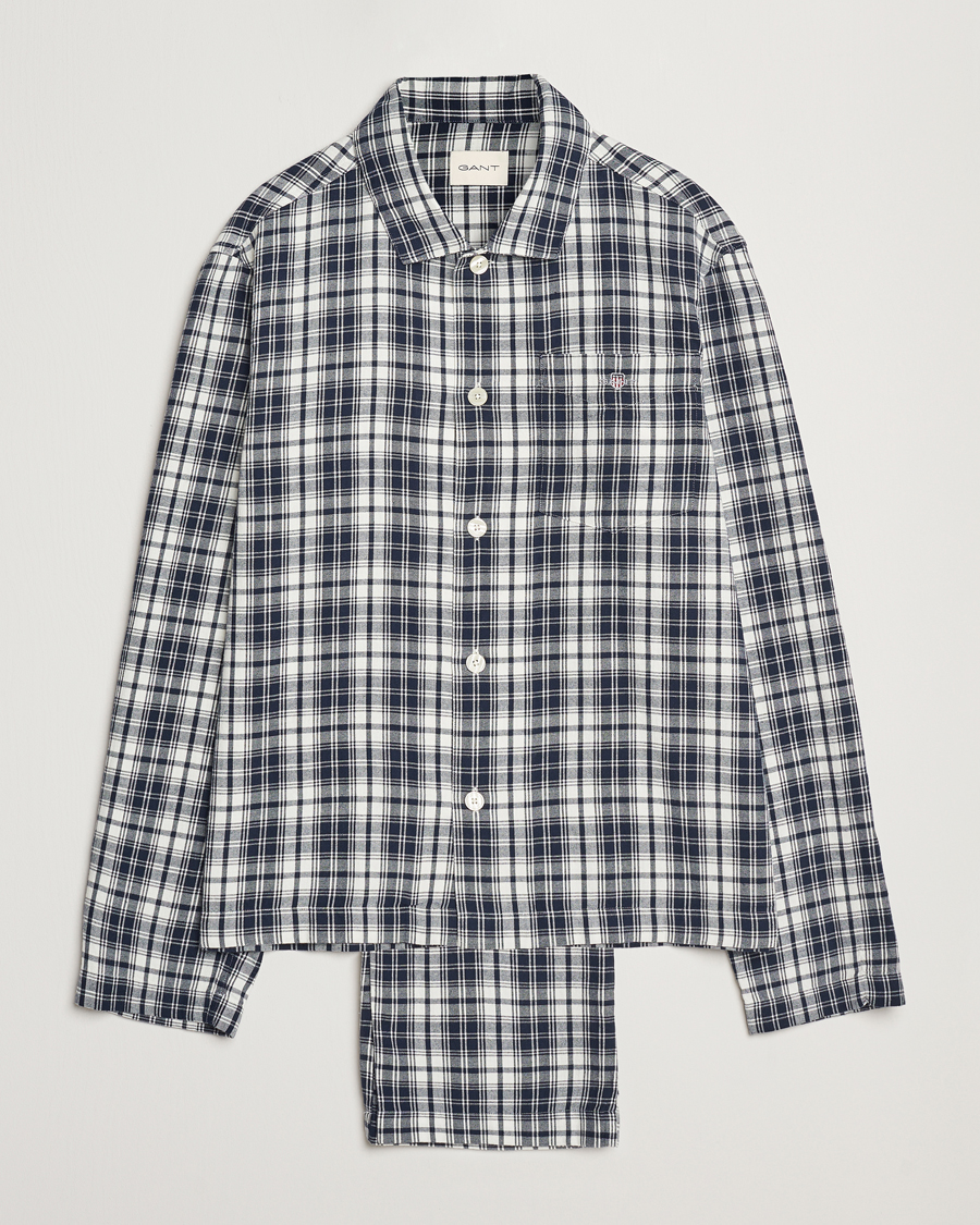 Herre | Pyjamaser og badekåper | GANT | Checked Flannel Pyjama Set Evening Blue