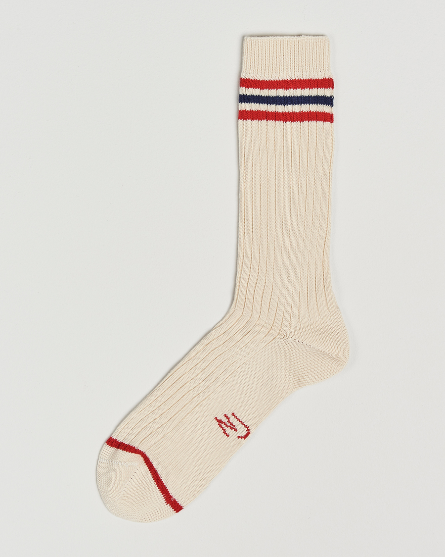 Herre | Undertøy | Nudie Jeans | Retro Tennis Socks Off White/Red