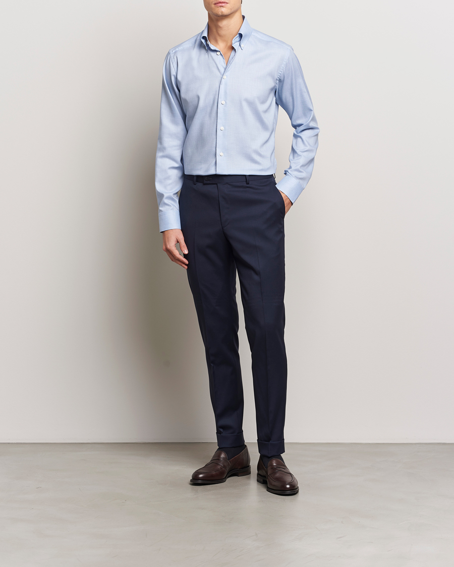 Herre | Skjorter | Eton | Slim Fit Wrinkle Free Oxford Shirt Light Blue