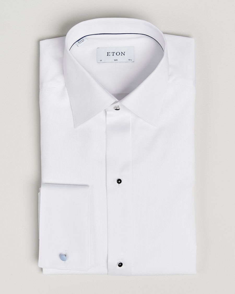 Herre | Skjorter | Eton | Slim Fit Plissé Tuxedo Shirt White