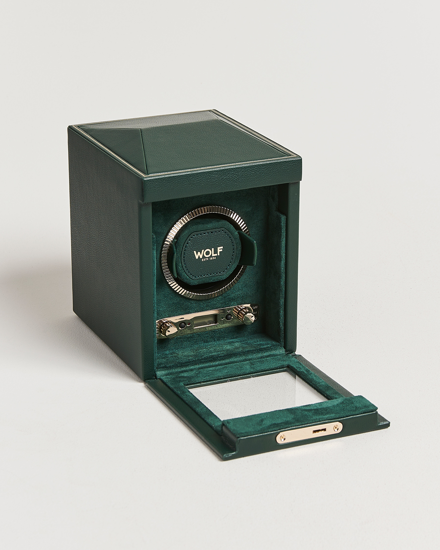 Herre | Klokke- og smykkeskrin | WOLF | British Racing Single Watch Winder With Cover Green