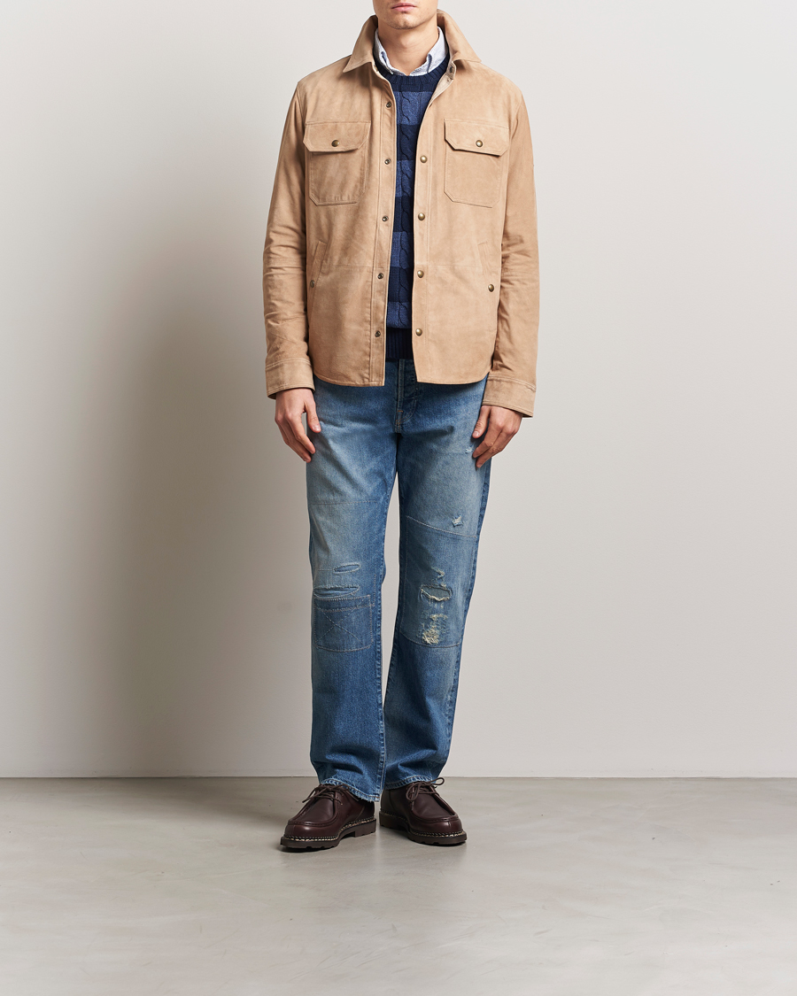 Herre | Jakker | Polo Ralph Lauren | Reversible Lined Suede Shirt Jacket Khaki/Grey