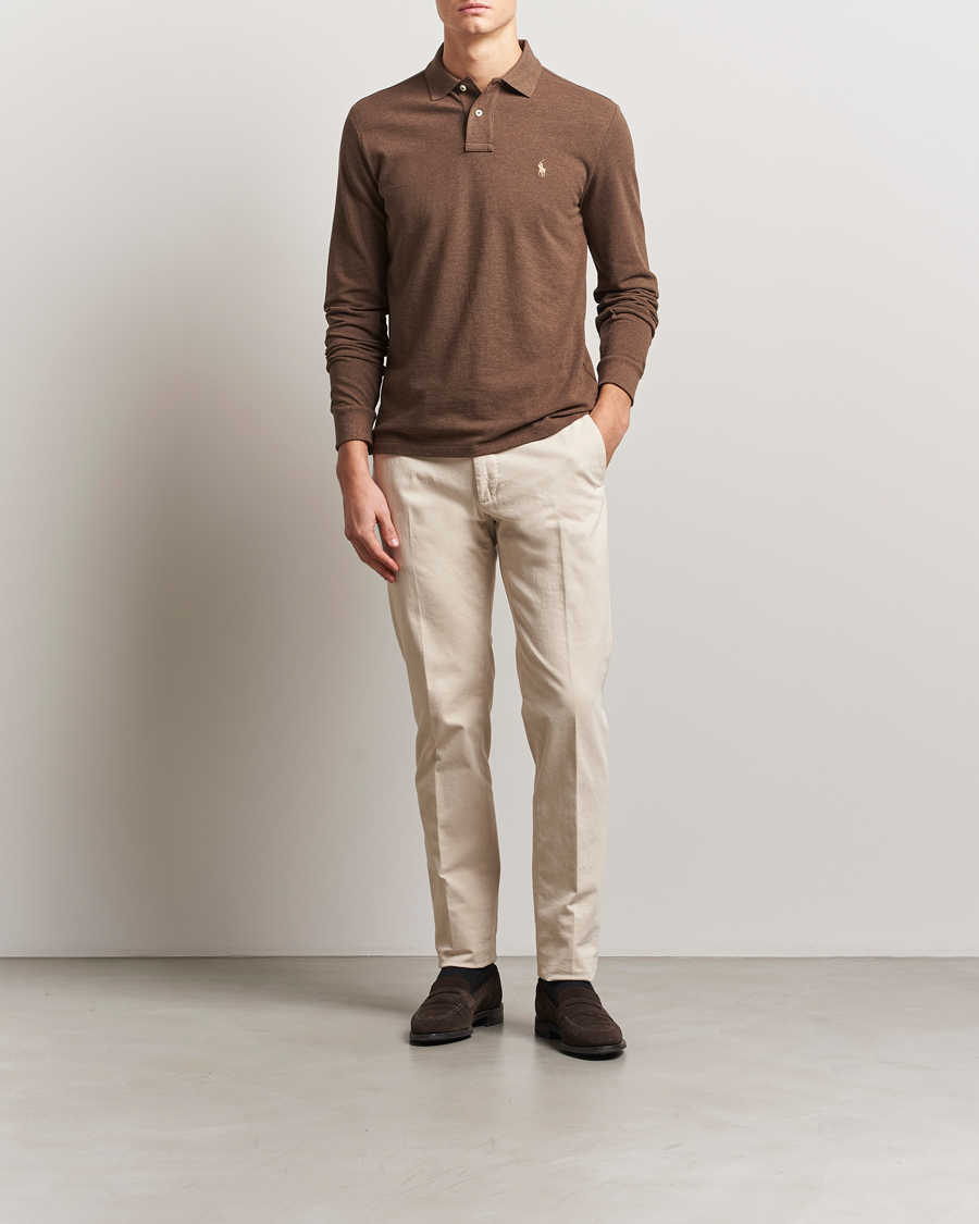 Herre | Gensere | Polo Ralph Lauren | Custom Slim Fit Long Sleeve Polo Cedar Heather
