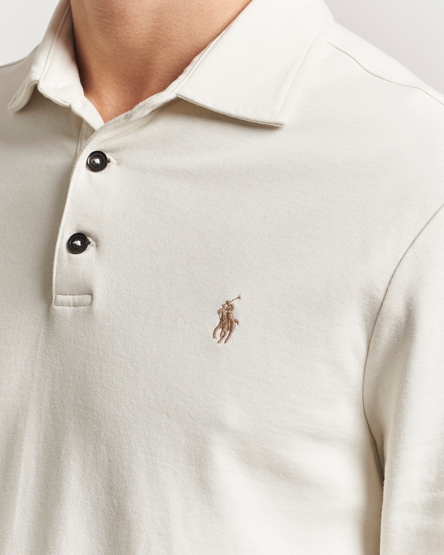 Herre | Pikéer | Polo Ralph Lauren | Double Knit Long Sleeve Polo Parchment Cream