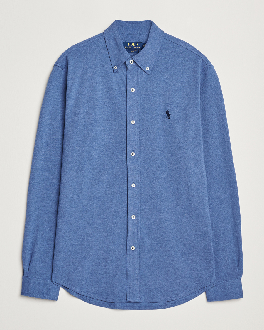 Herre | Skjorter | Polo Ralph Lauren | Featherweight Mesh Shirt Faded Royal Heahter