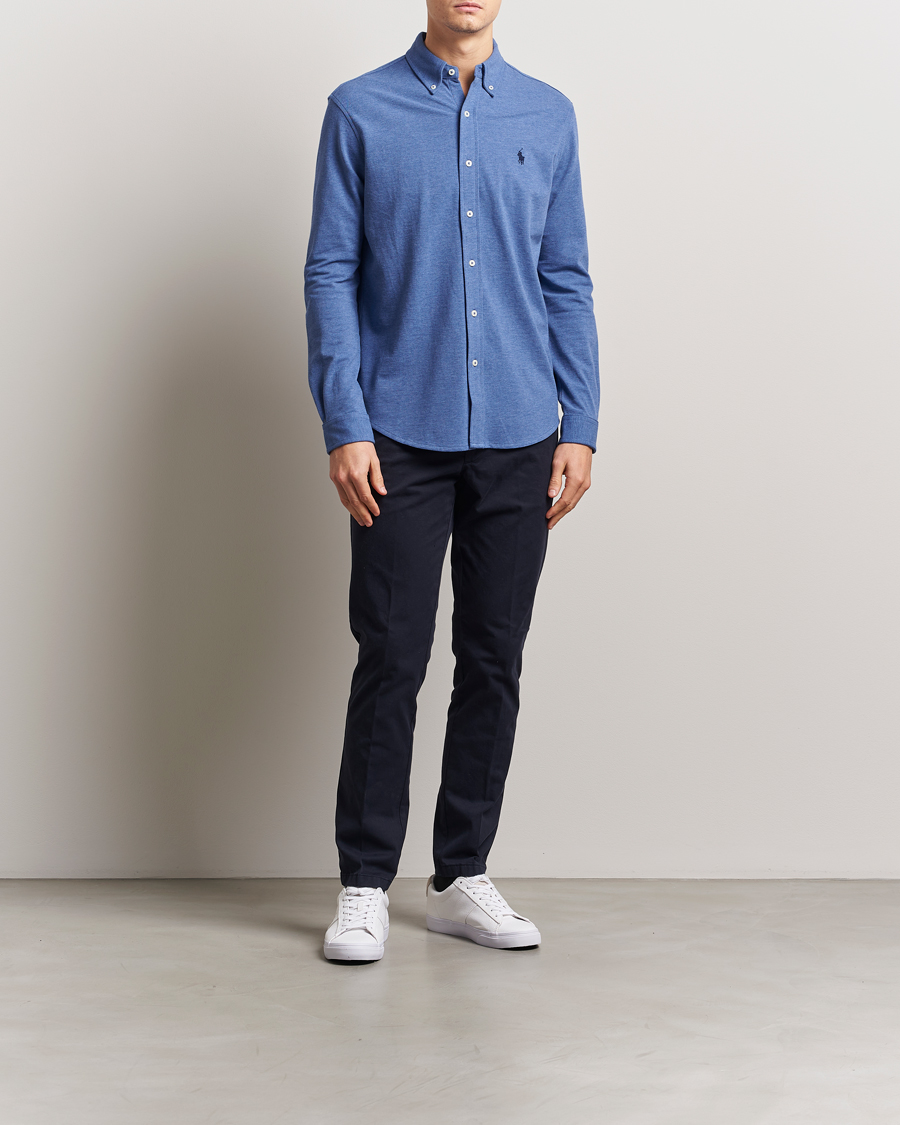 Herre | Skjorter | Polo Ralph Lauren | Featherweight Mesh Shirt Faded Royal Heahter