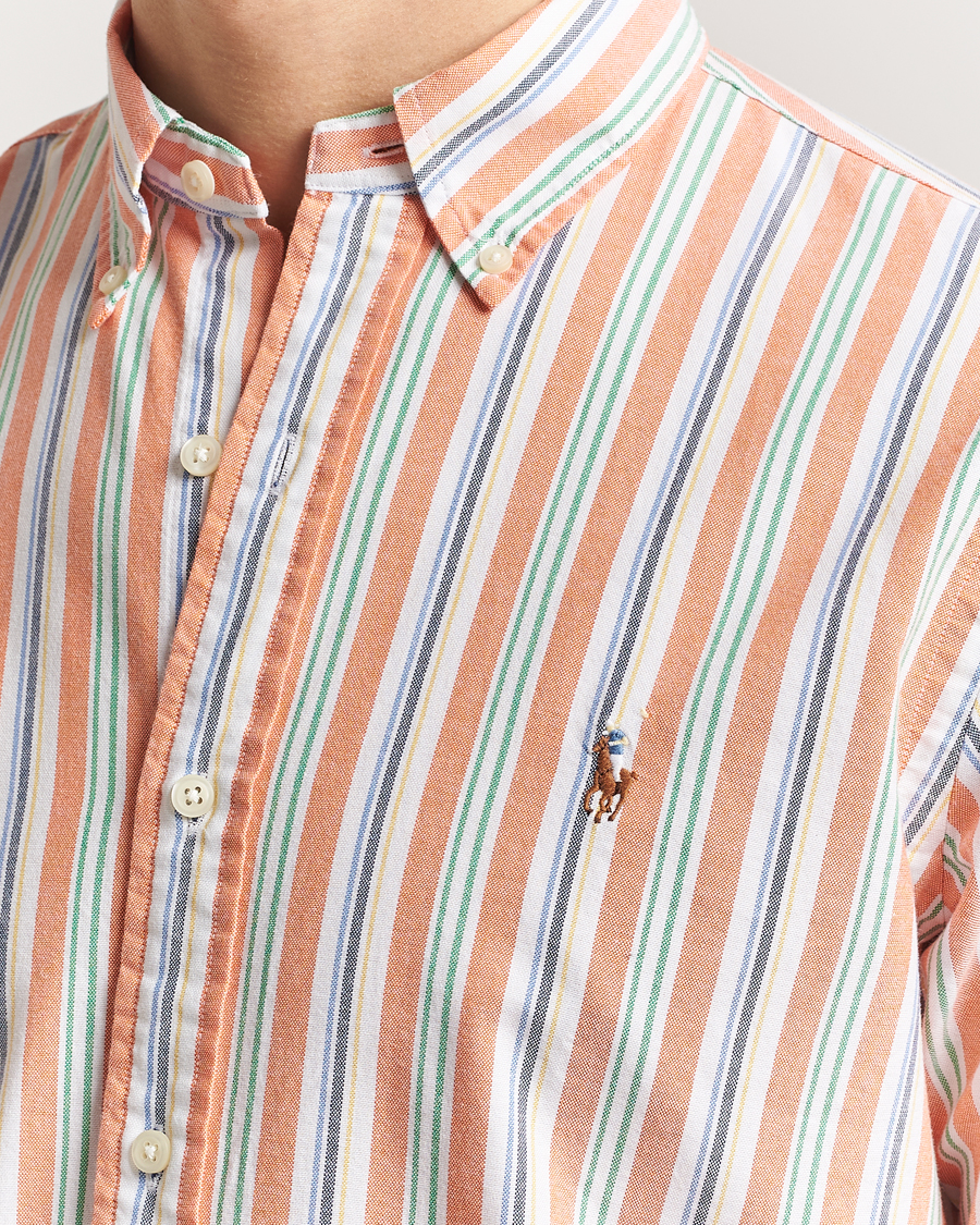 Herre | Skjorter | Polo Ralph Lauren | Custom Fit Striped Oxford Shirt Orange/White