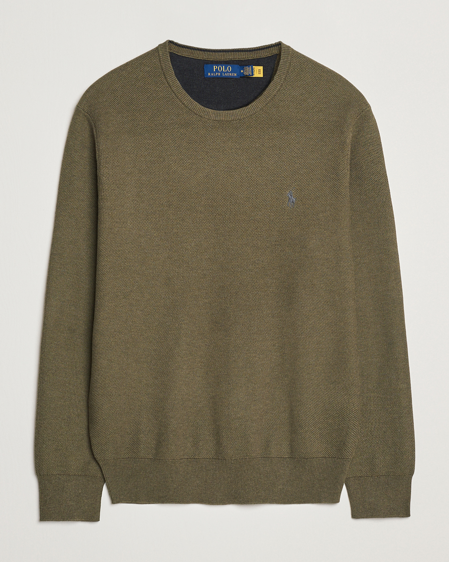 Herre | Gensere | Polo Ralph Lauren | Textured Cotton Crew Neck Sweater Cargo Olive Heather