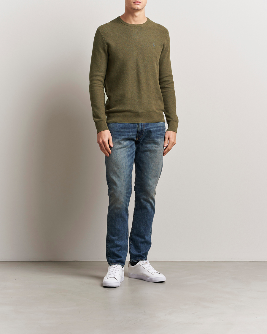 Herre | Gensere | Polo Ralph Lauren | Textured Cotton Crew Neck Sweater Cargo Olive Heather