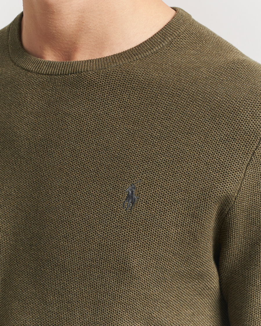 Herre | Gensere | Polo Ralph Lauren | Textured Cotton Crew Neck Sweater Cargo Olive Heather