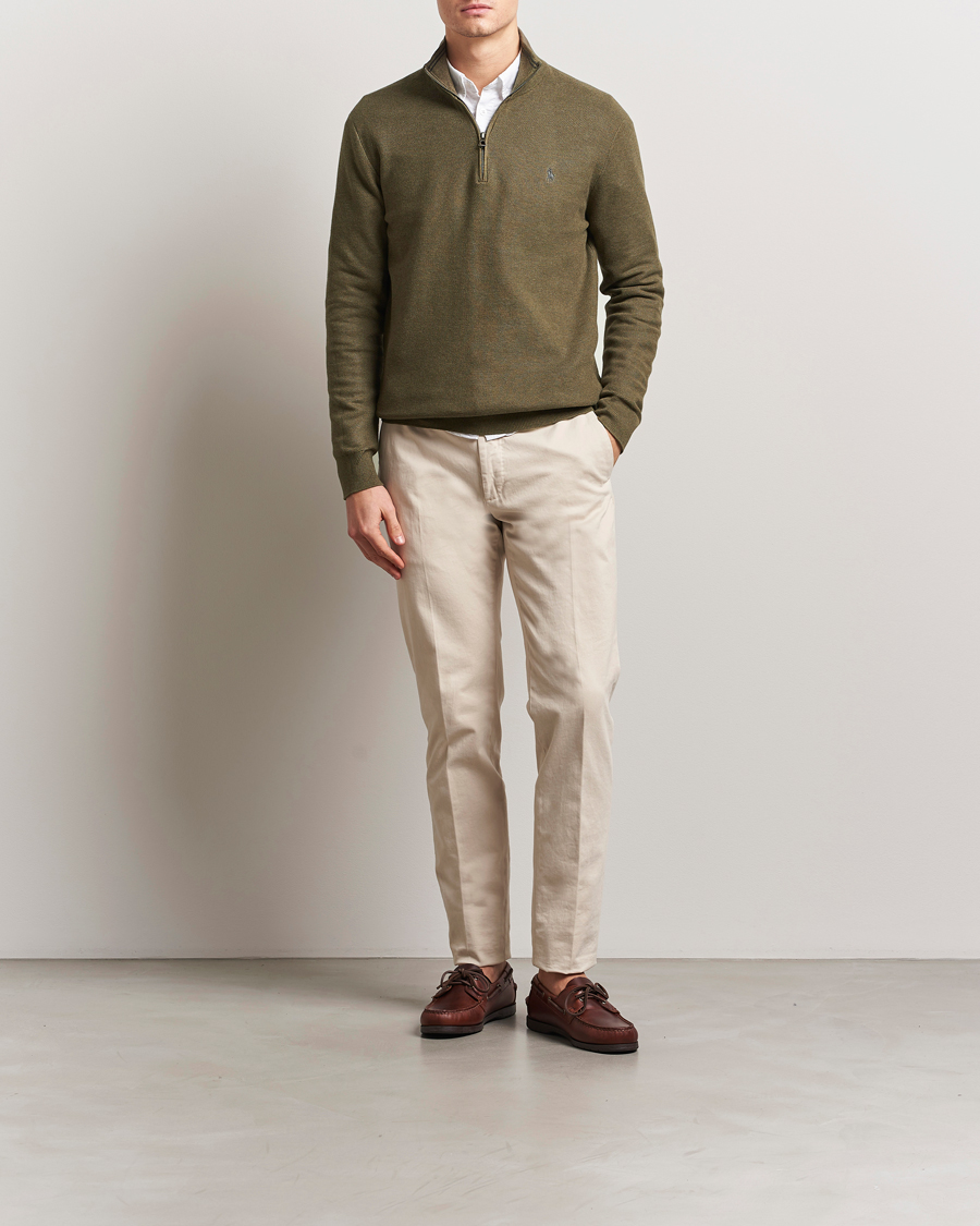 Herre | Gensere | Polo Ralph Lauren | Textured Half-Zip Cargo Olive Heahter