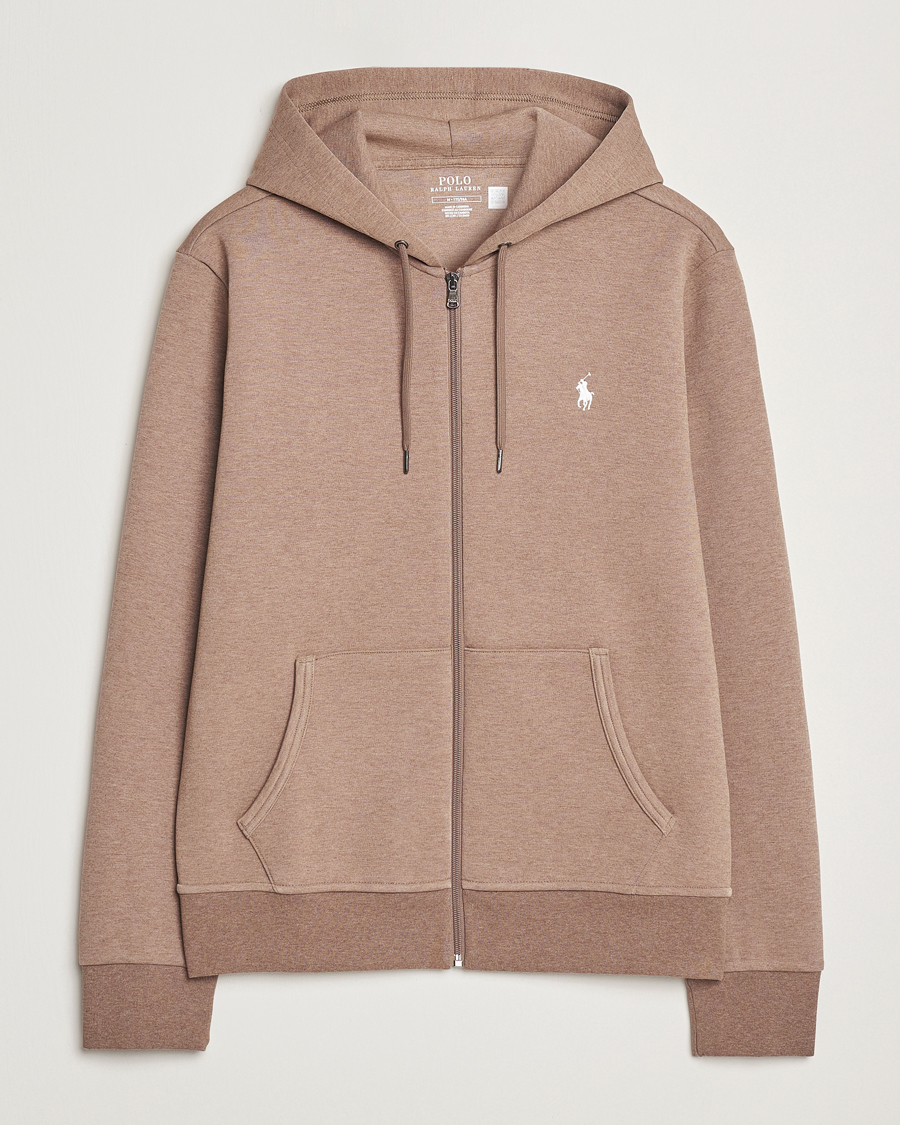 Herre | Gensere | Polo Ralph Lauren | Double Knitted Full-Zip Hoodie Brown Heather