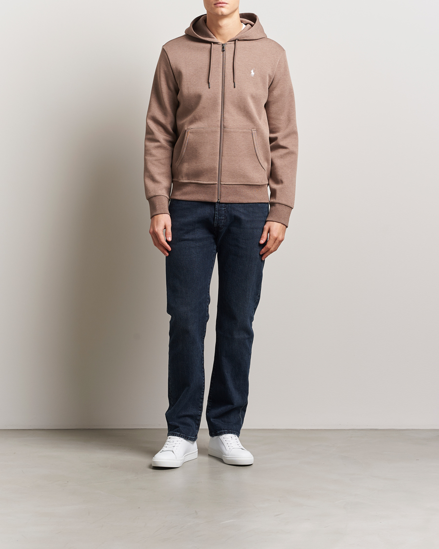 Herre | Gensere | Polo Ralph Lauren | Double Knitted Full-Zip Hoodie Brown Heather