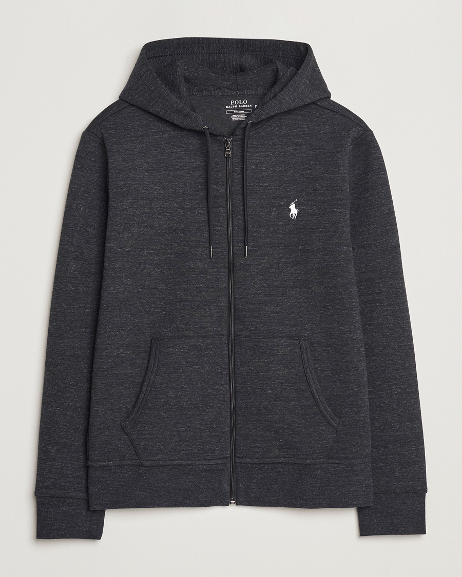 Herre | Gensere | Polo Ralph Lauren | Double Knitted Full-Zip Hoodie Black Marl Heather