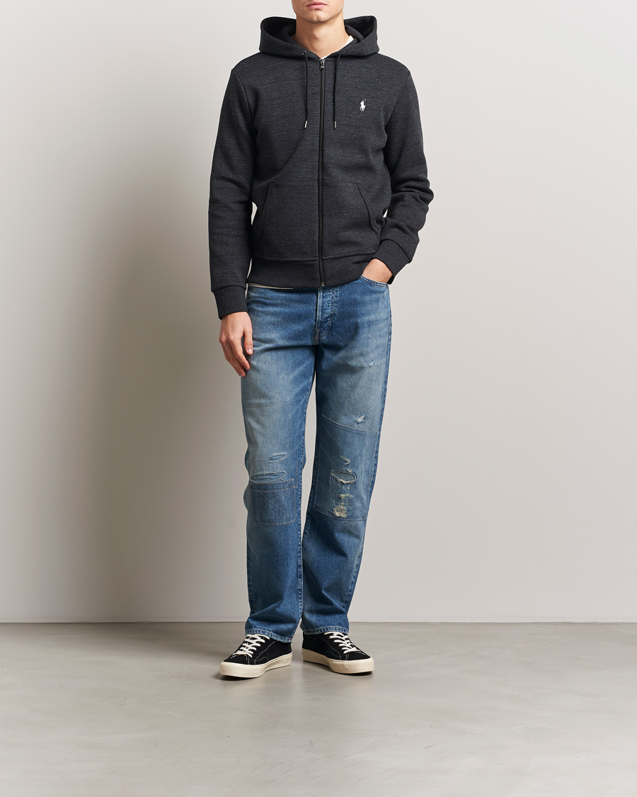 Herre | Gensere | Polo Ralph Lauren | Double Knitted Full-Zip Hoodie Black Marl Heather