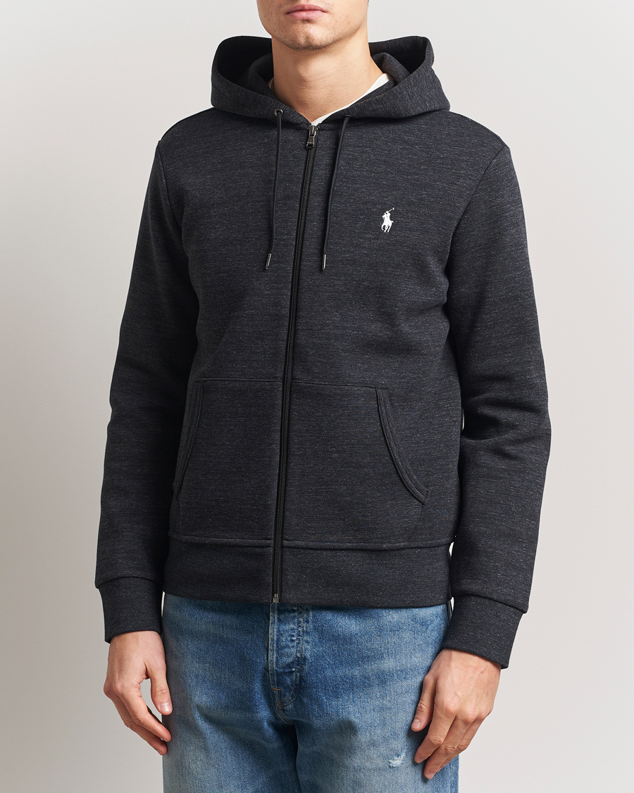 Herre | Gensere | Polo Ralph Lauren | Double Knitted Full-Zip Hoodie Black Marl Heather