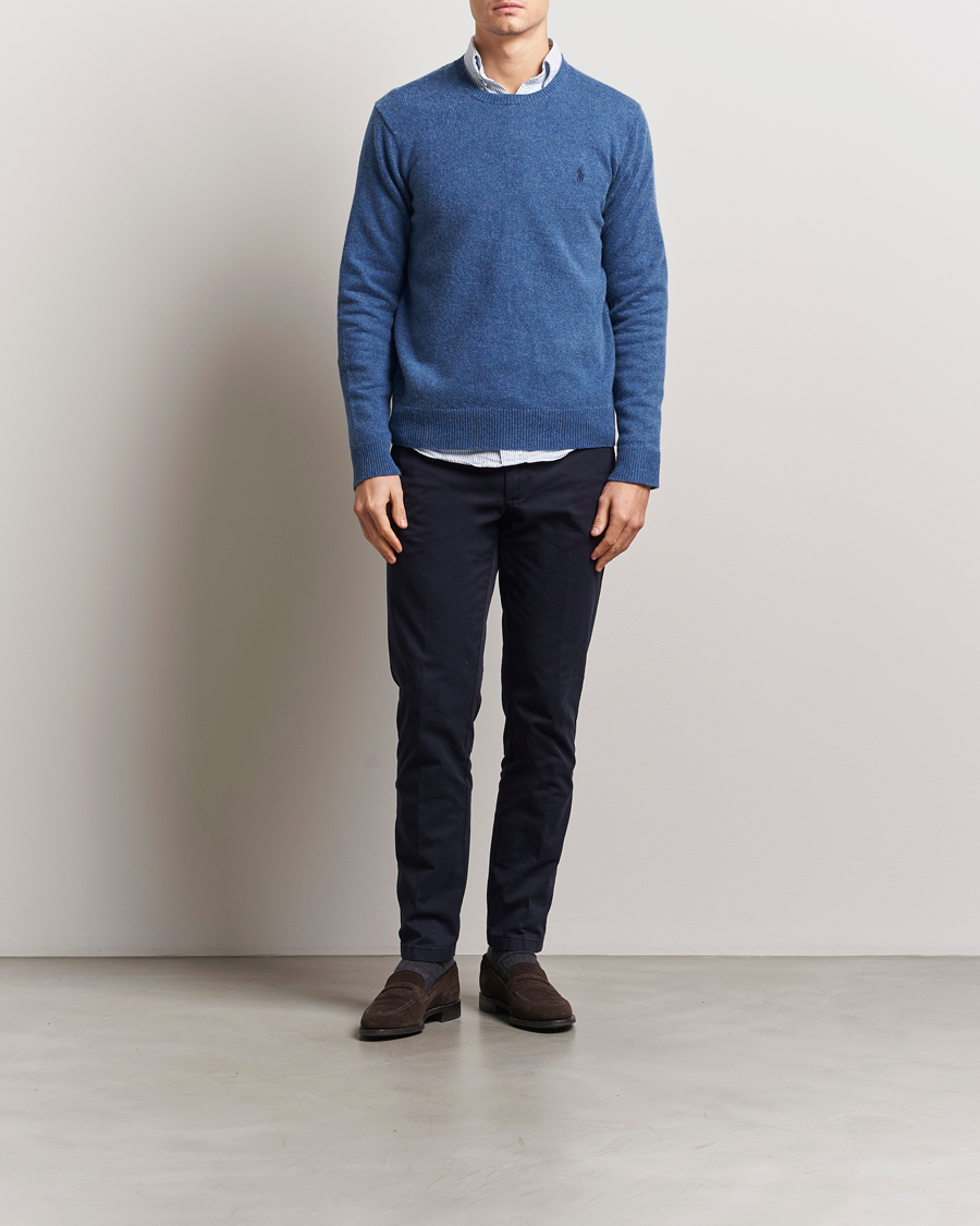 Herre | Gensere | Polo Ralph Lauren | Cotton/Wool Pullover Blue Salt Heather