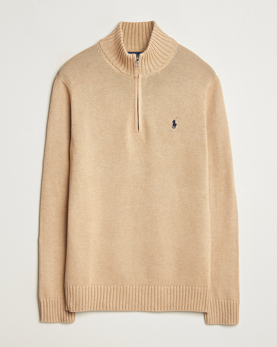 Herre | Gensere | Polo Ralph Lauren | Cotton Pullover Half-Zip Camel Melange