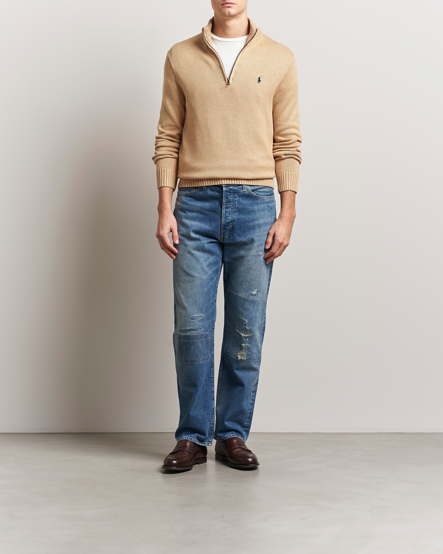 Herre | Gensere | Polo Ralph Lauren | Cotton Pullover Half-Zip Camel Melange