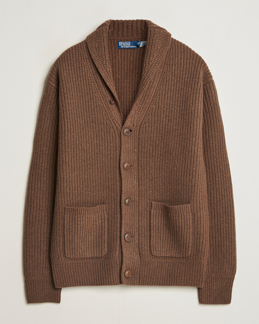 Herre | Gensere | Polo Ralph Lauren | Wool/Cashmere Cardigan Dark Roast Melange