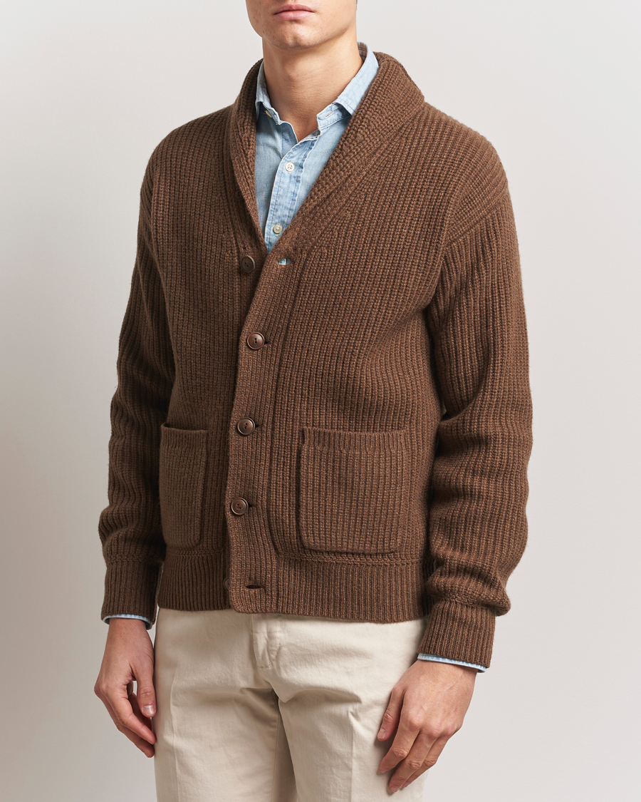 Herre | Gensere | Polo Ralph Lauren | Wool/Cashmere Cardigan Dark Roast Melange
