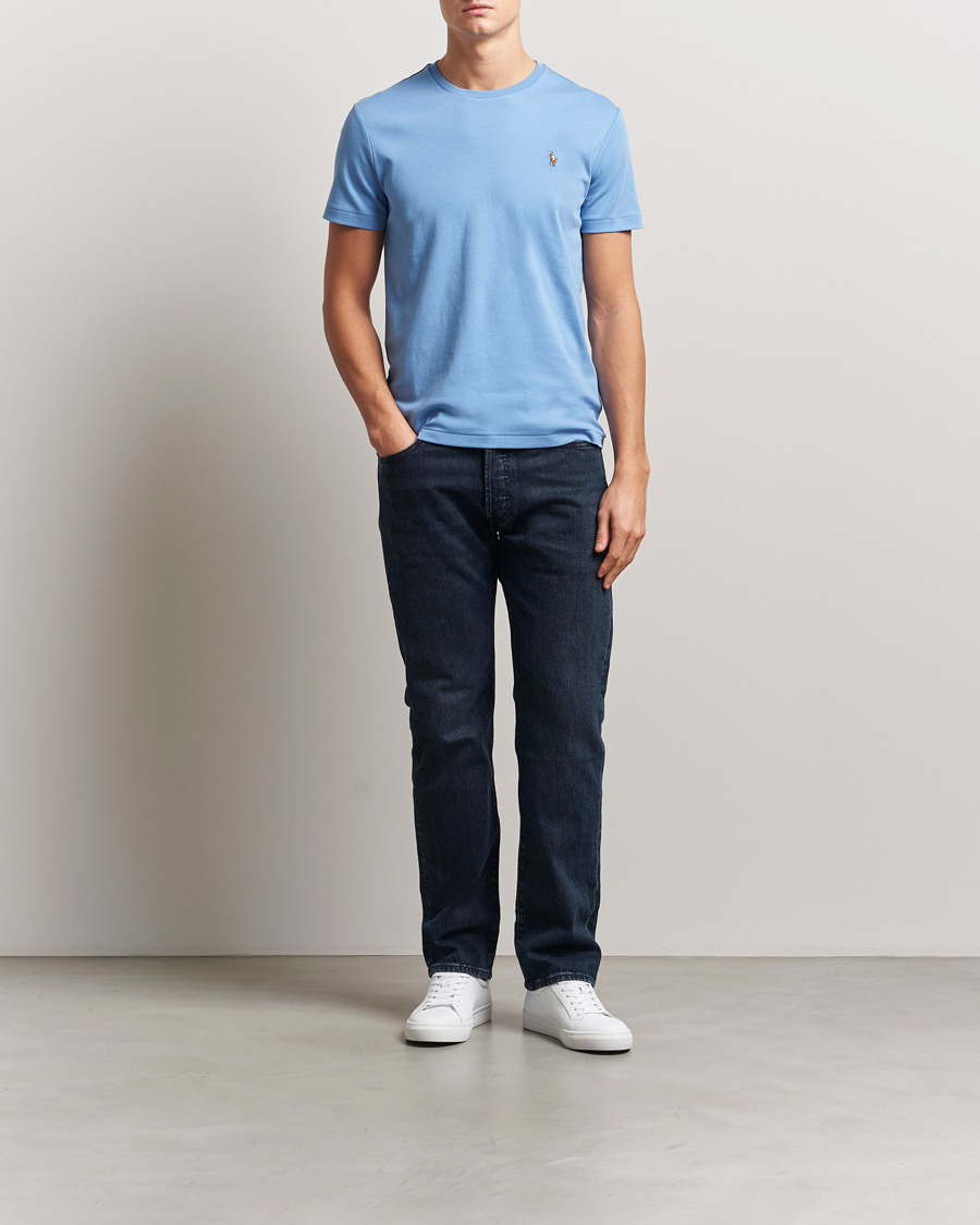 Herre | T-Shirts | Polo Ralph Lauren | Luxury Pima Cotton Crew Neck T-Shirt Sky Blue