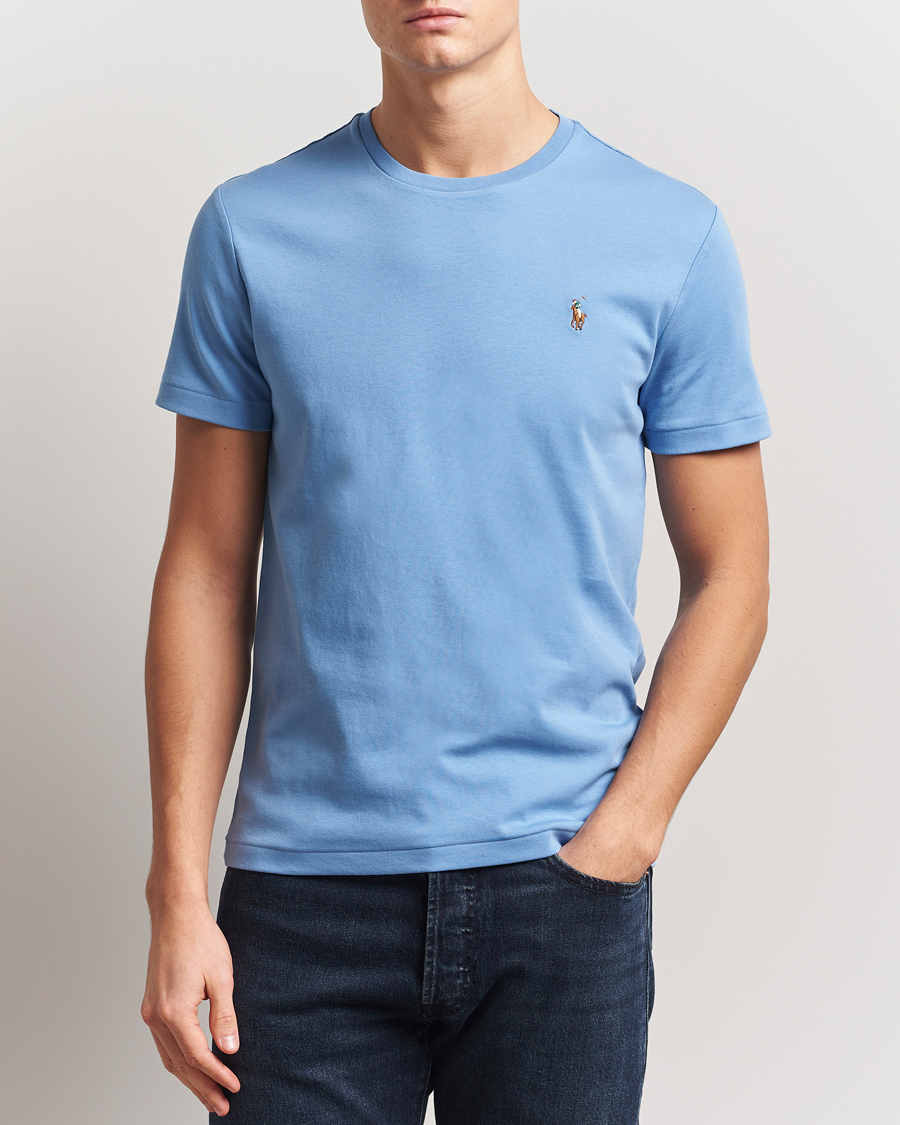 Herre | T-Shirts | Polo Ralph Lauren | Luxury Pima Cotton Crew Neck T-Shirt Sky Blue