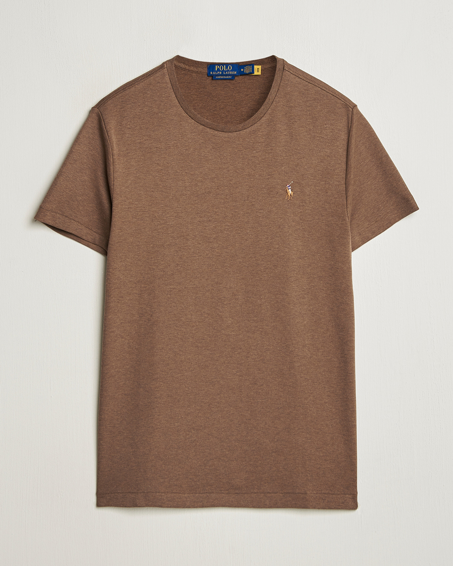 Herre | T-Shirts | Polo Ralph Lauren | Luxury Pima Cotton Crew Neck T-Shirt Cedar Heather