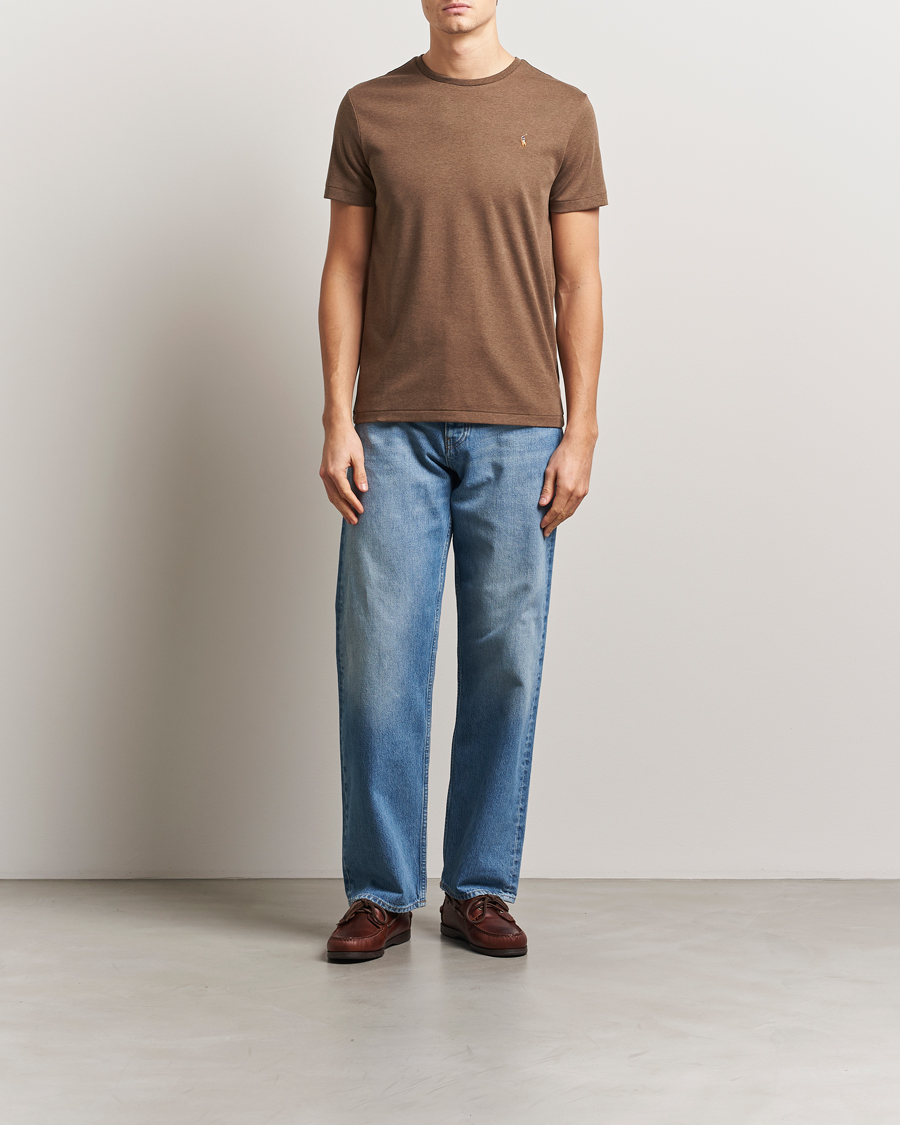 Herre | T-Shirts | Polo Ralph Lauren | Luxury Pima Cotton Crew Neck T-Shirt Cedar Heather