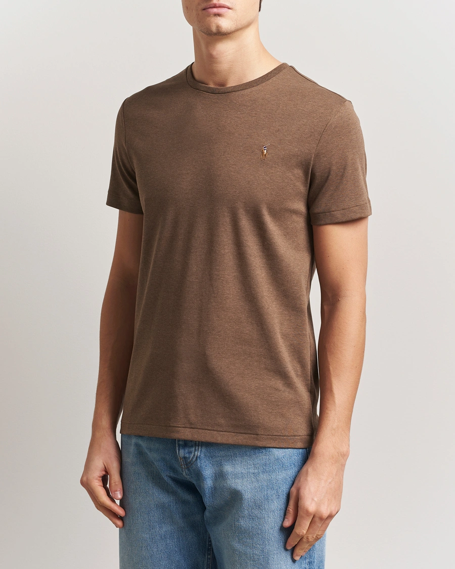 Herre | T-Shirts | Polo Ralph Lauren | Luxury Pima Cotton Crew Neck T-Shirt Cedar Heather