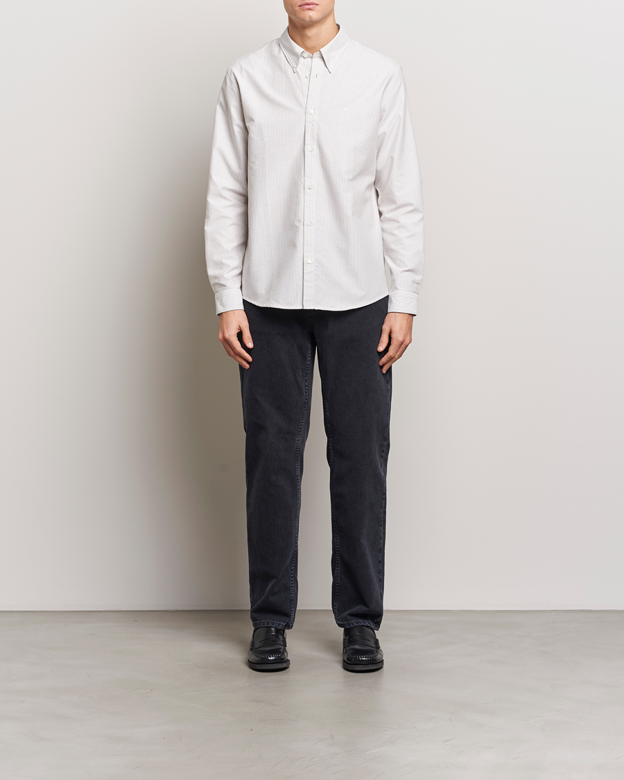 Herre | Skjorter | A.P.C. | Greg Striped Oxford Shirt Beige/White