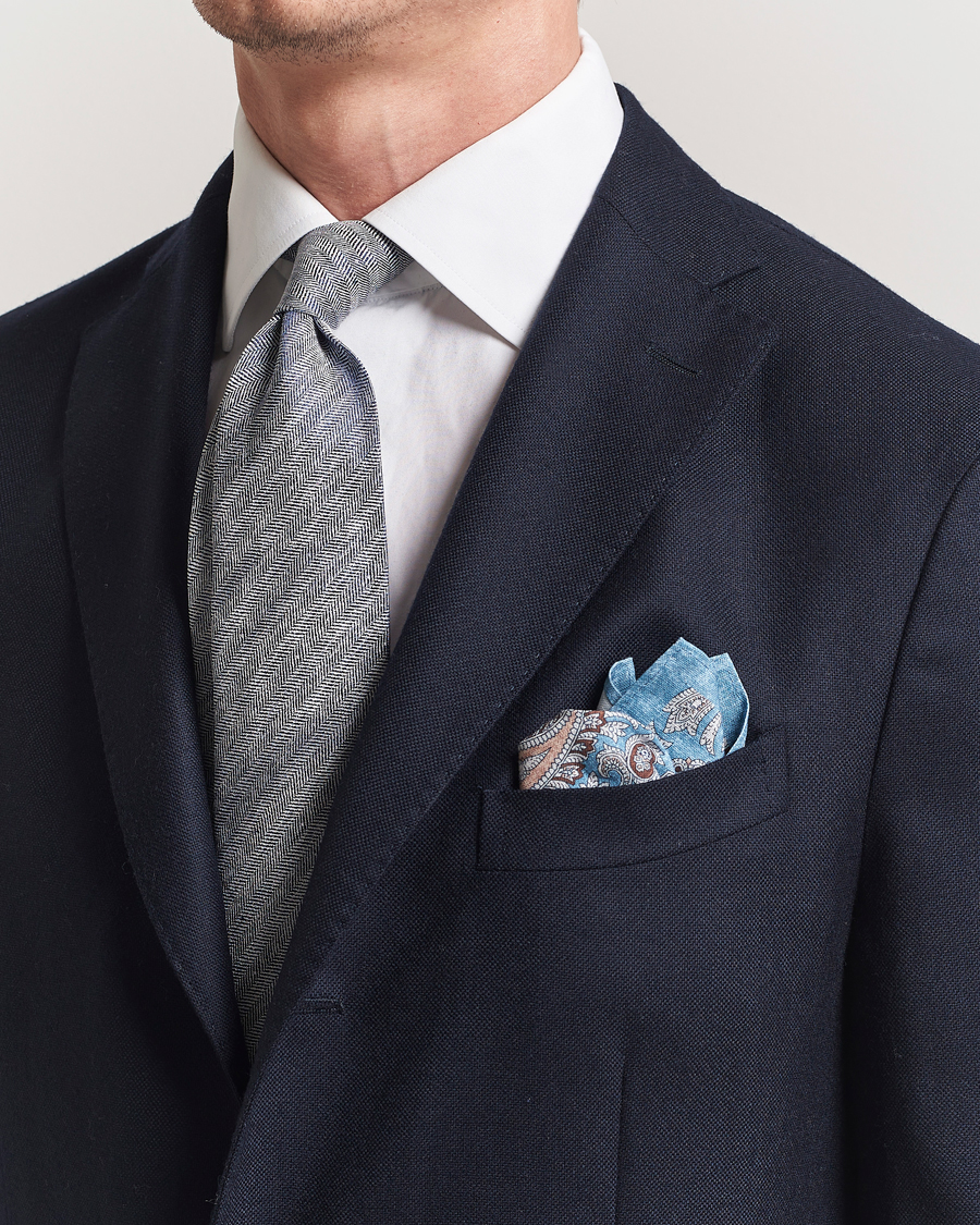 Herre | Slips | Amanda Christensen | Box Set Printed Silk 8cm Tie With Pocket Square Navy