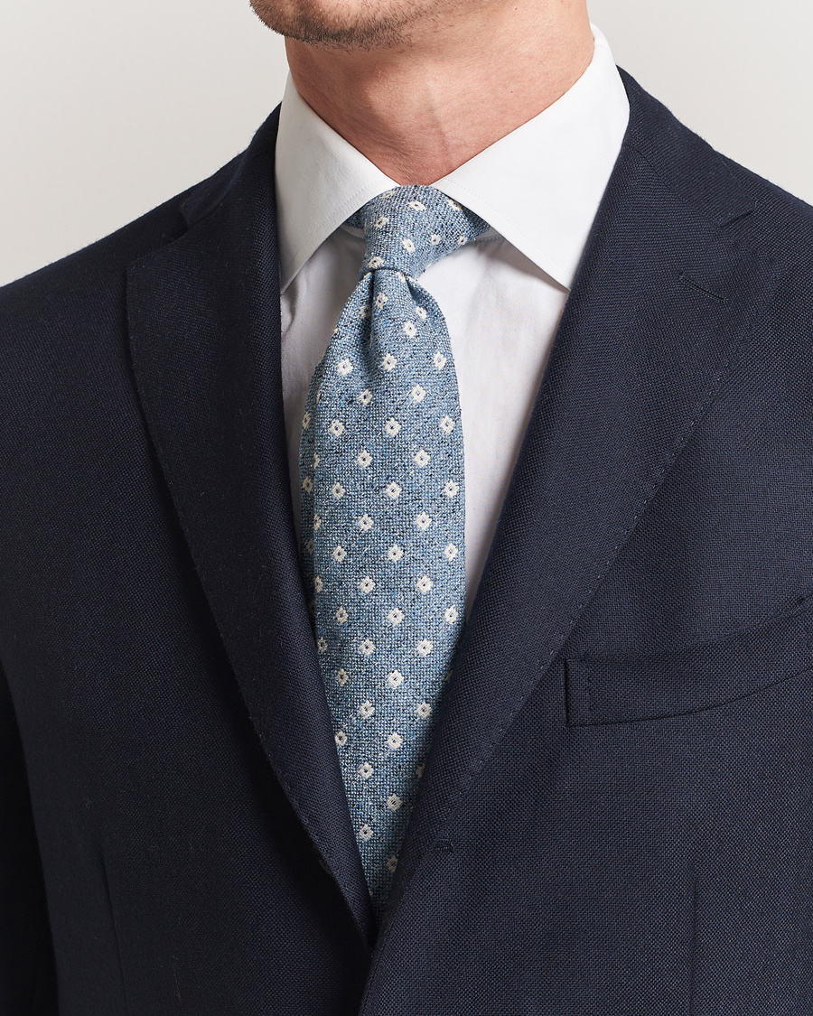 Herre | Amanda Christensen Silk/Cotton Bourette 8cm Tie Sky Blue | Amanda Christensen | Silk/Cotton Bourette 8cm Tie Sky Blue