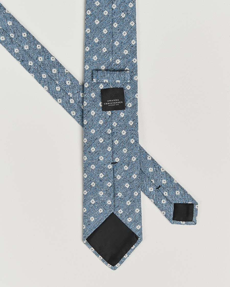 Herre | Amanda Christensen Silk/Cotton Bourette 8cm Tie Sky Blue | Amanda Christensen | Silk/Cotton Bourette 8cm Tie Sky Blue