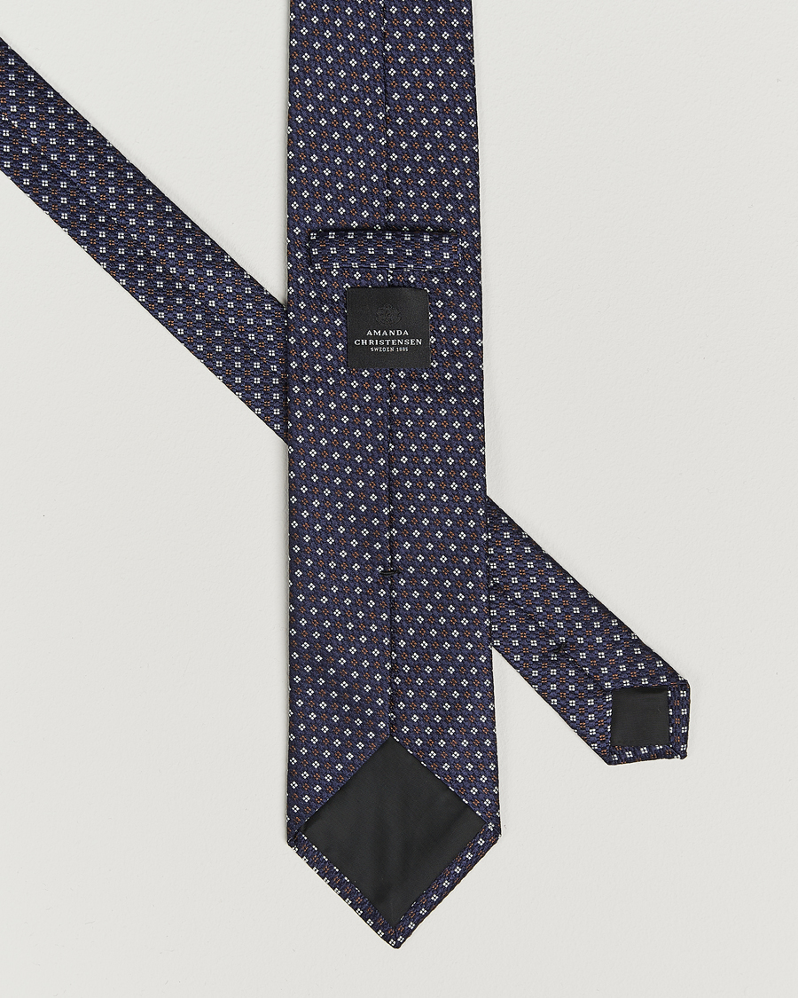 Herre | Slips | Amanda Christensen | Silk Printed Flower 8cm Tie Navy