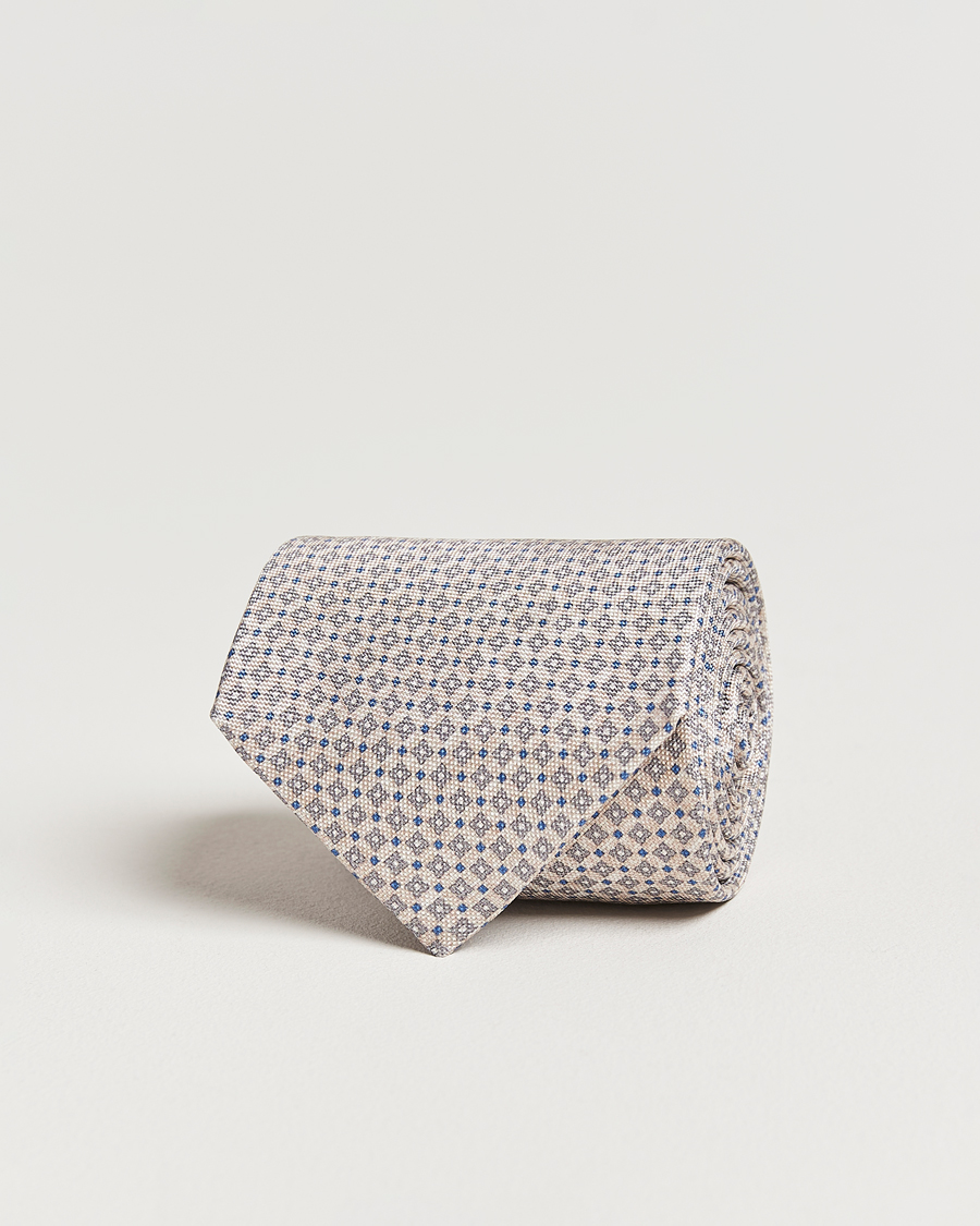 Herre | Slips | Amanda Christensen | Silk Oxford Printed Micro Flower 8cm Tie Beige