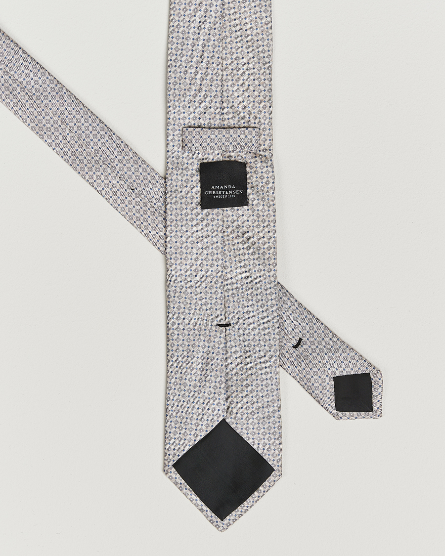 Herre | Slips | Amanda Christensen | Silk Oxford Printed Micro Flower 8cm Tie Beige