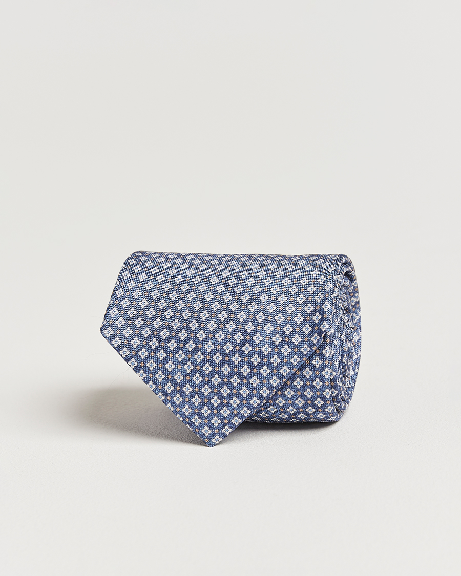 Herre | Slips | Amanda Christensen | Silk Oxford Printed Micro Flower 8cm Tie Navy