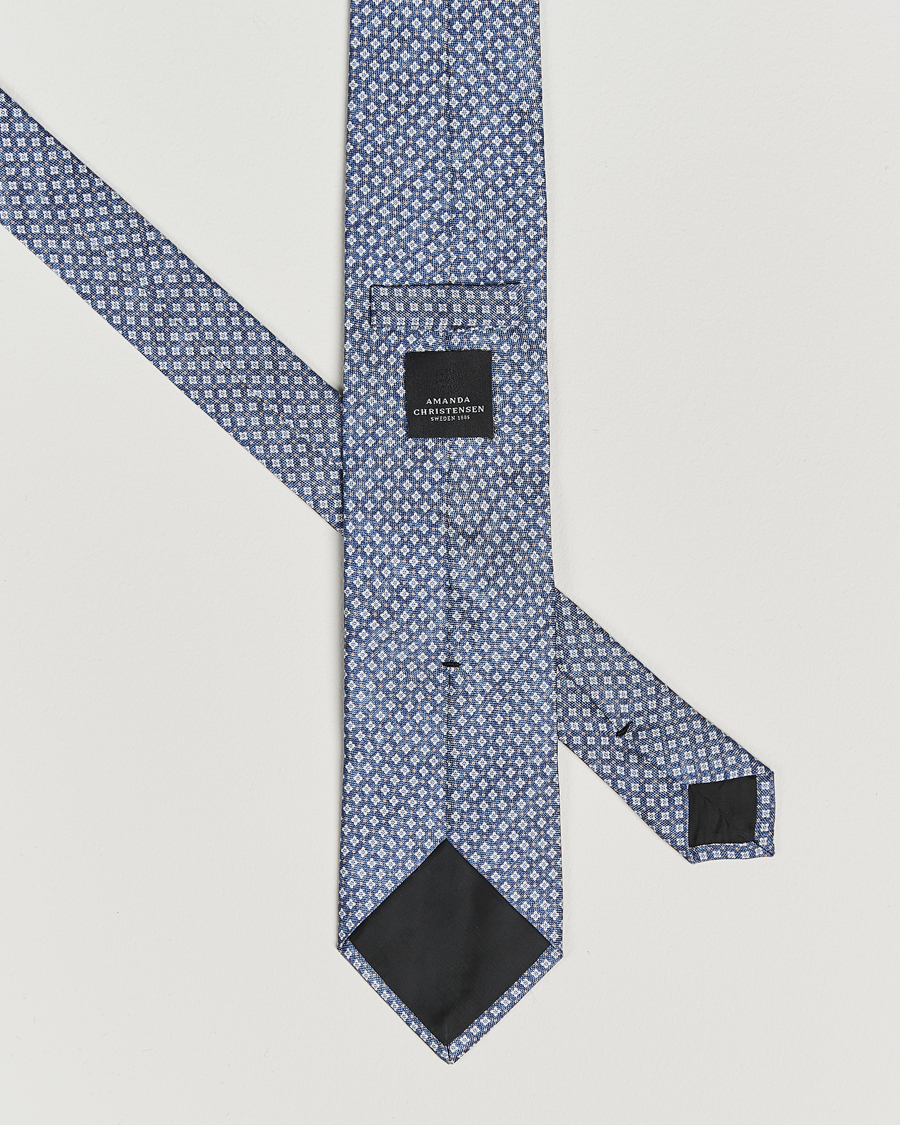 Herre | Slips | Amanda Christensen | Silk Oxford Printed Micro Flower 8cm Tie Navy