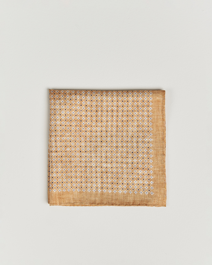 Herre | Lommetørklær | Amanda Christensen | Silk Twill Printed Flower Pocket Square Yellow